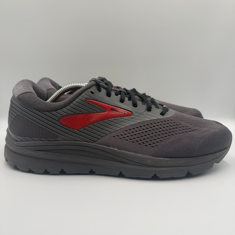 Brooks Addiction 14 Gray Red Athletic Running Shoes Sneakers Men's Size 12.5